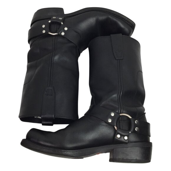 Vintage Durango Mens 11" Harness Boot Size 9.5EE Western Black Leather Square To - Picture 3 of 13